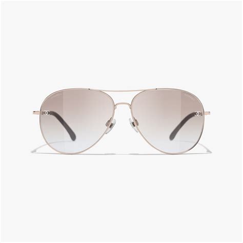 Pilot Sunglasses Titanium & Calfskin Pink Gold. Lenses: Beige